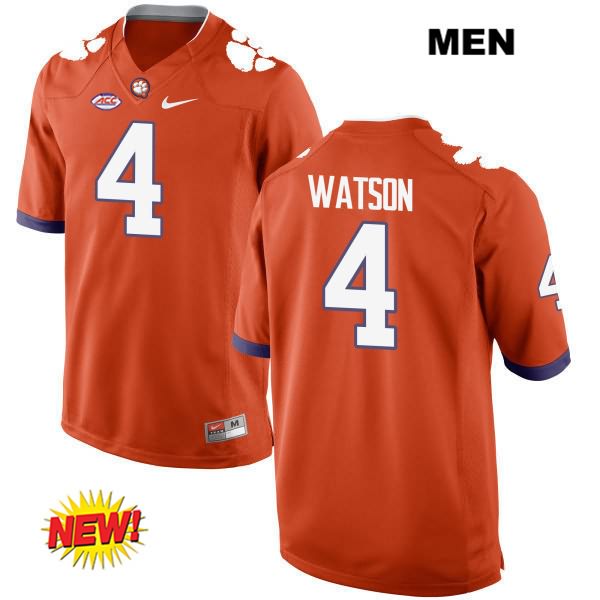 Men's Clemson Tigers #4 Deshaun Watson Stitched Orange New Style Authentic Nike NCAA College Football Jersey YRY5846WX